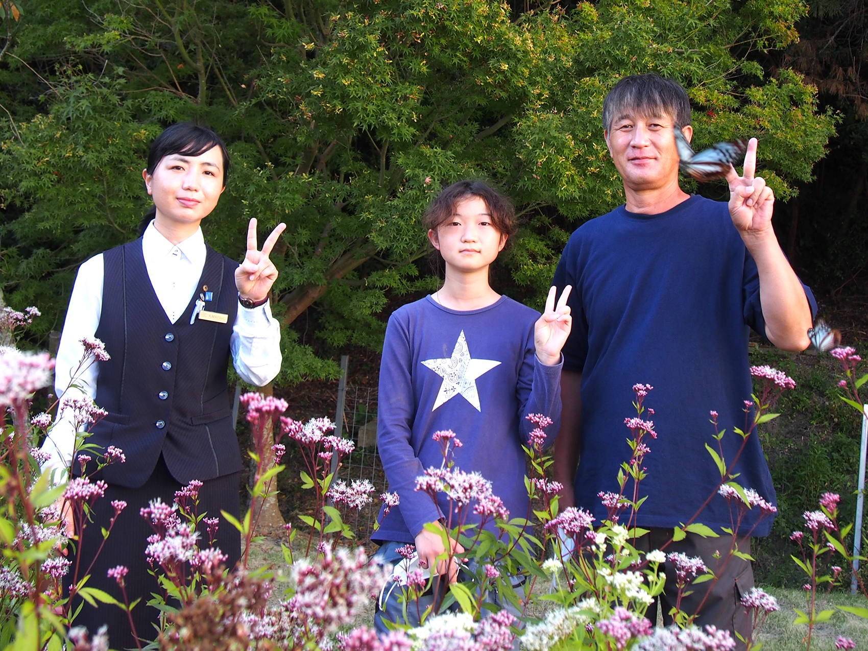 松尾さん・新留親子（左から）