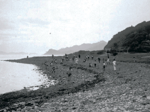 昭和5年ごろの鐘崎海岸（織幡神社付近）の画像