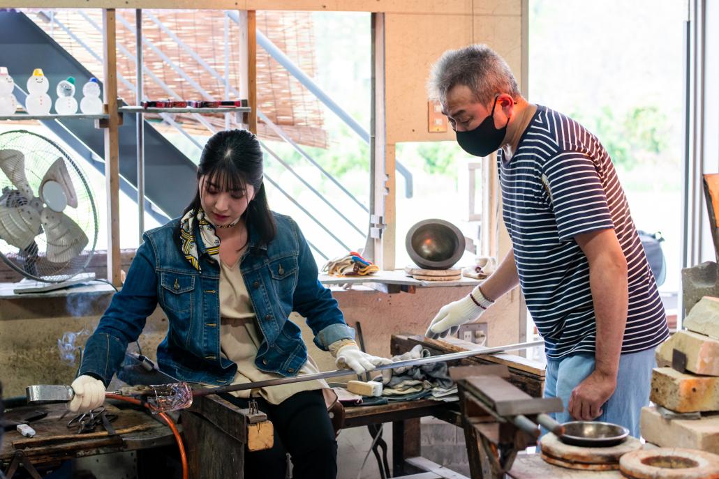 吹きガラス体験１