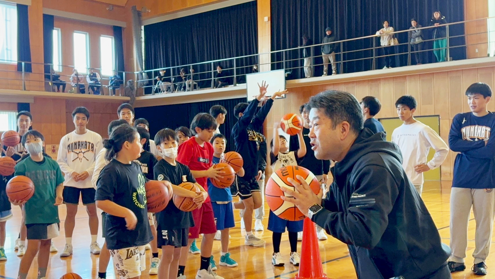 06バスケットボールの持ち方を確認