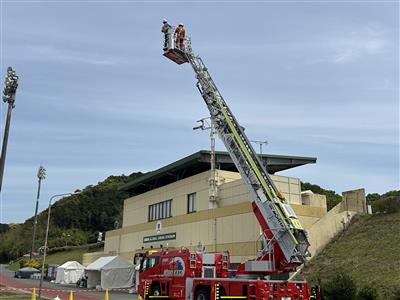 はしご車搭乗の様子