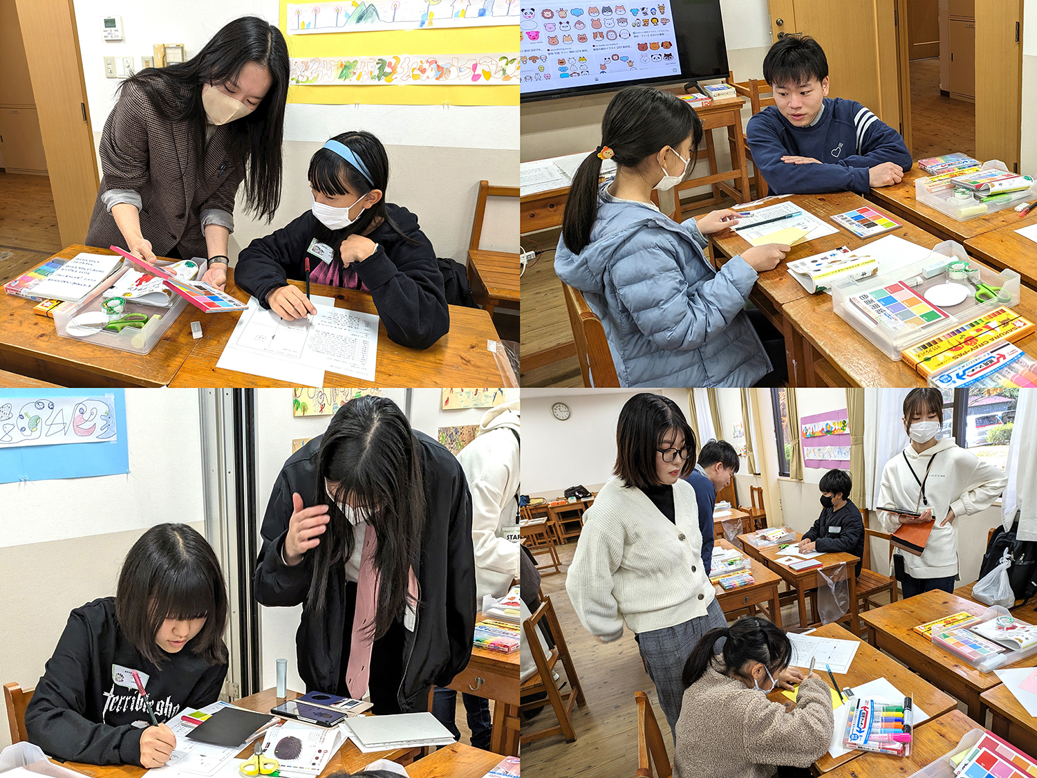 福岡教育大の4人の学生先生が優しく丁寧に指導してくれました！