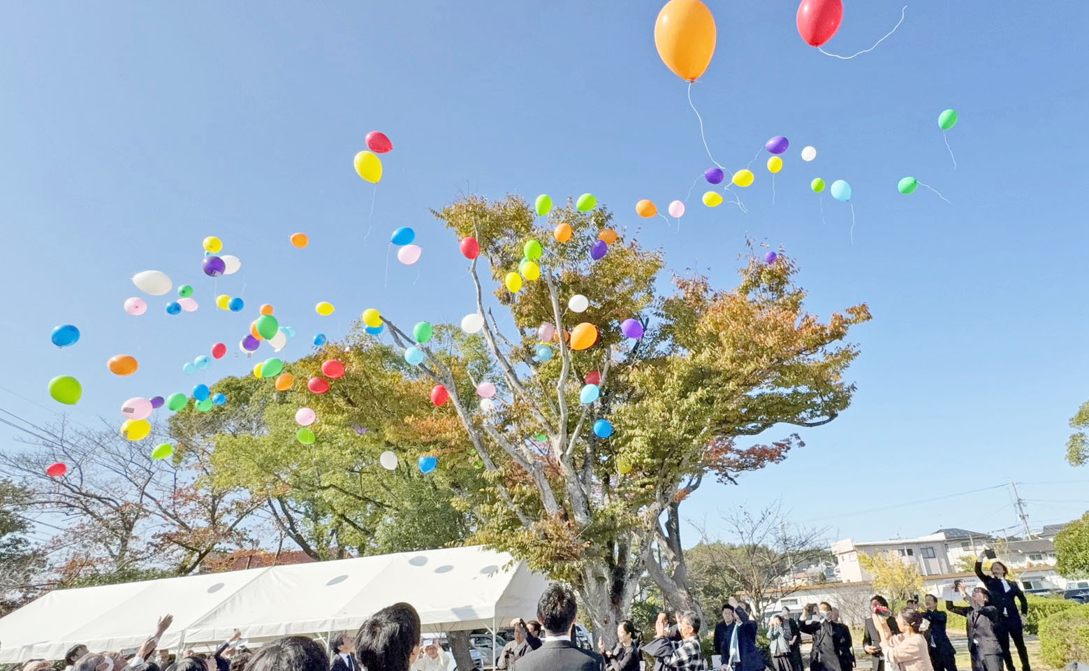06青空に浮かぶカラフルな風船は圧巻