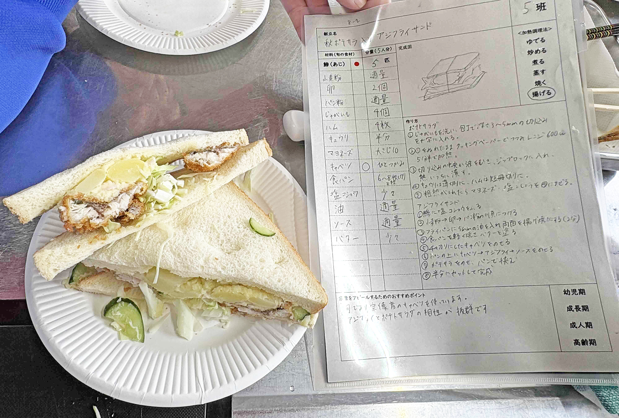 15秋ポテサラ入りアジフライサンド